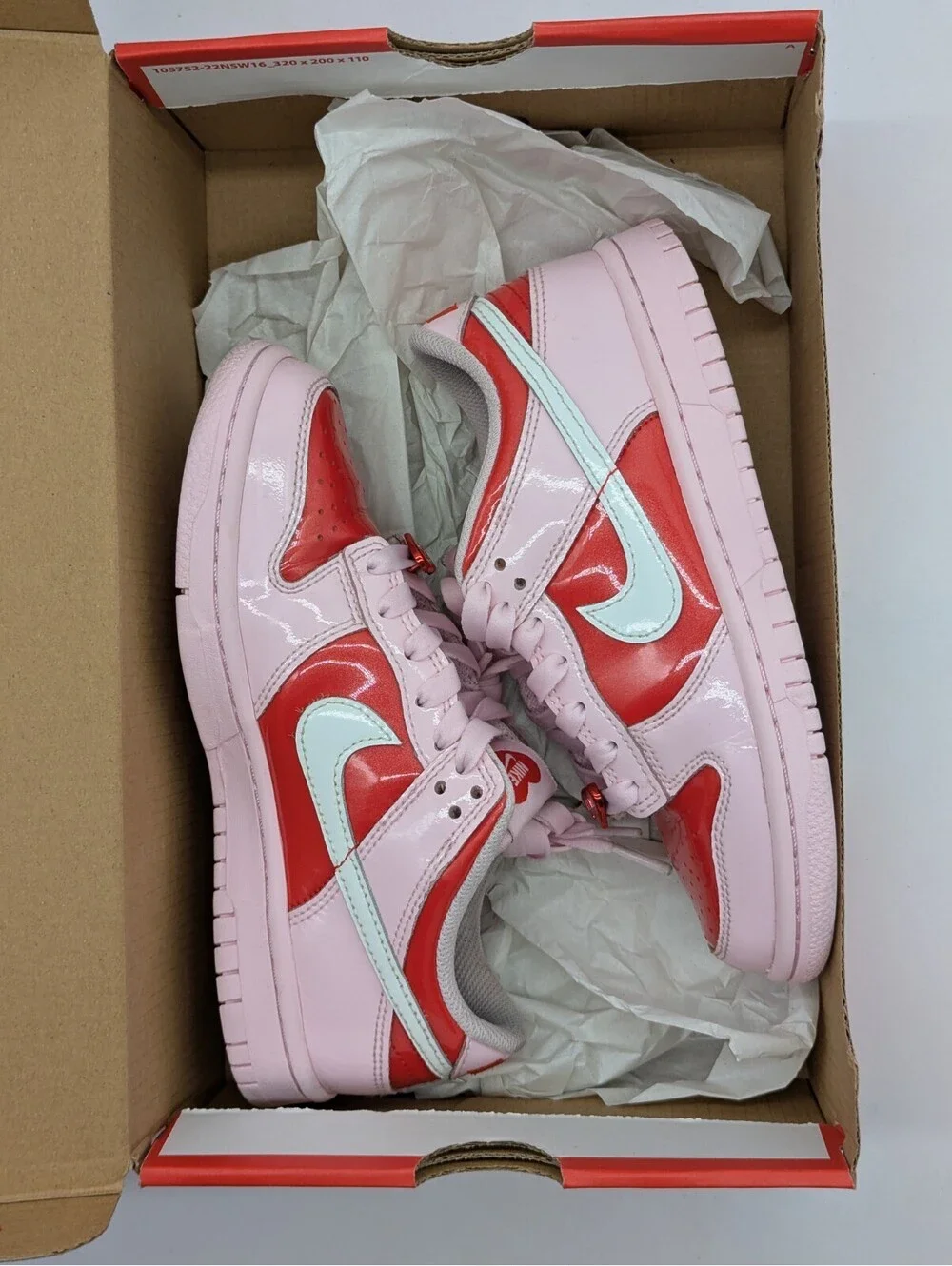 Nike Dunk Low Valentine's Day Red Pink Girls Size 3.5Y / Women's 5 IQ0218-663